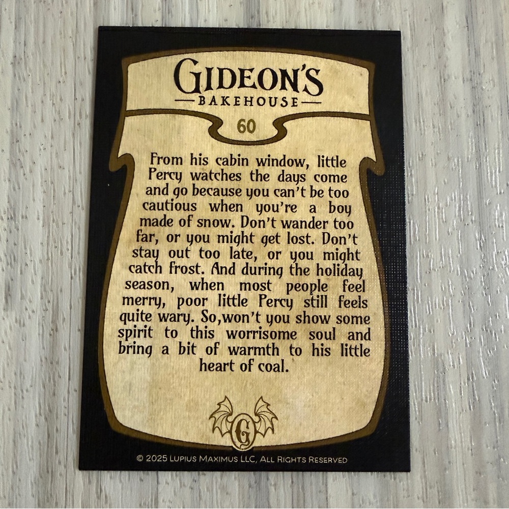 Gideon’s Bakehouse trading card #60, Percy, new - Picture 2 of 2